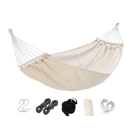 Camping Hammock Portable Outdoor Single Canvas Hammock with Storage Bag Beige