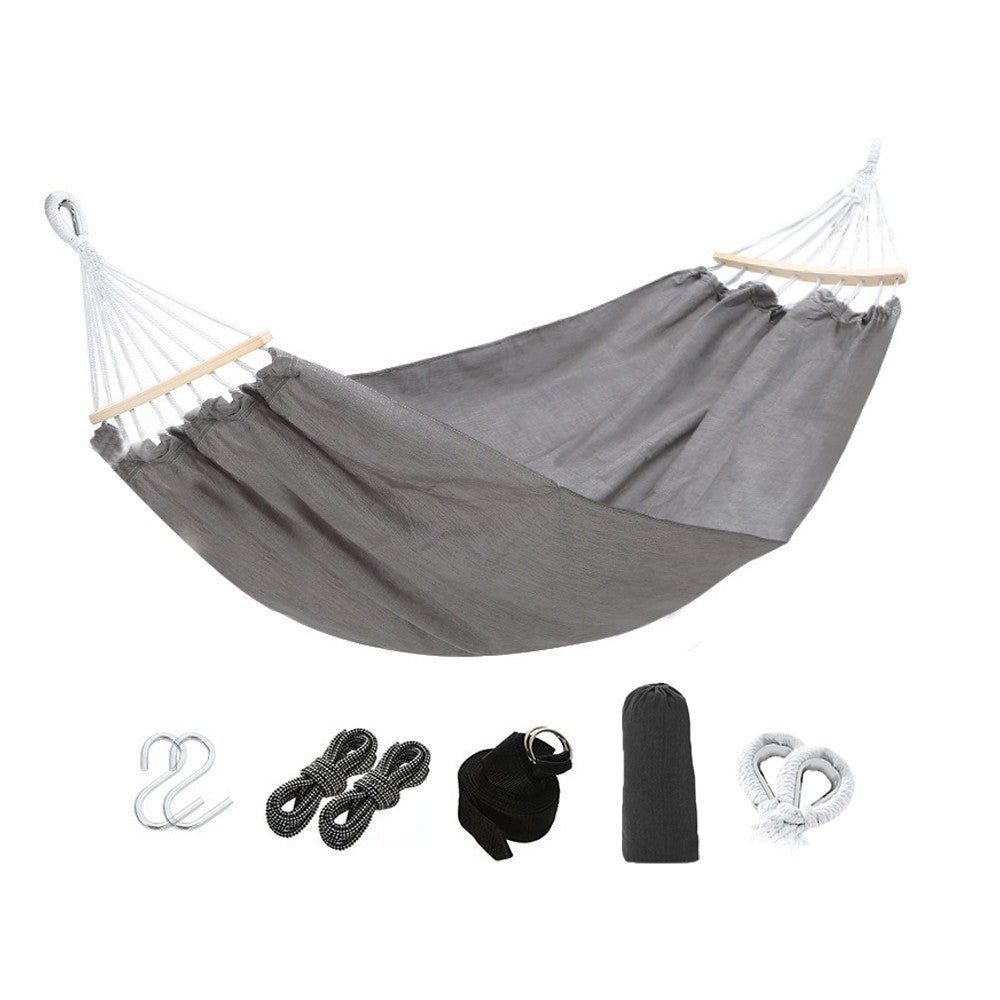 Camping Hammock Portable Outdoor Double Canvas Hammock with Storage Bag Grey