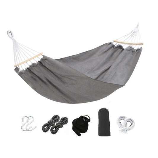 Camping Hammock Portable Outdoor Double Canvas Hammock with Storage Bag Grey