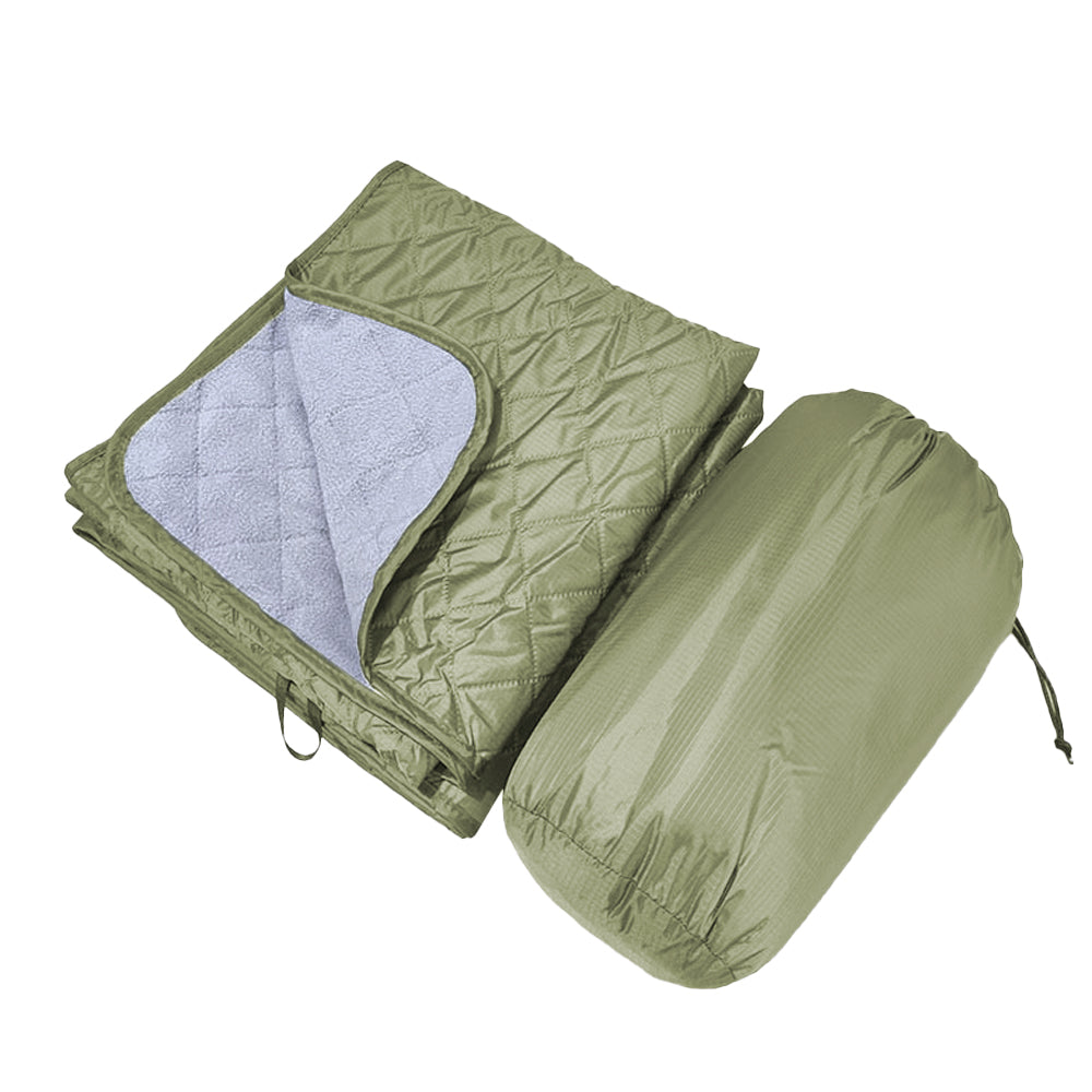 200x140cm Outdoor Waterproof Camping Blanket Polar Fleece Wind-resistant Blanket Army Green