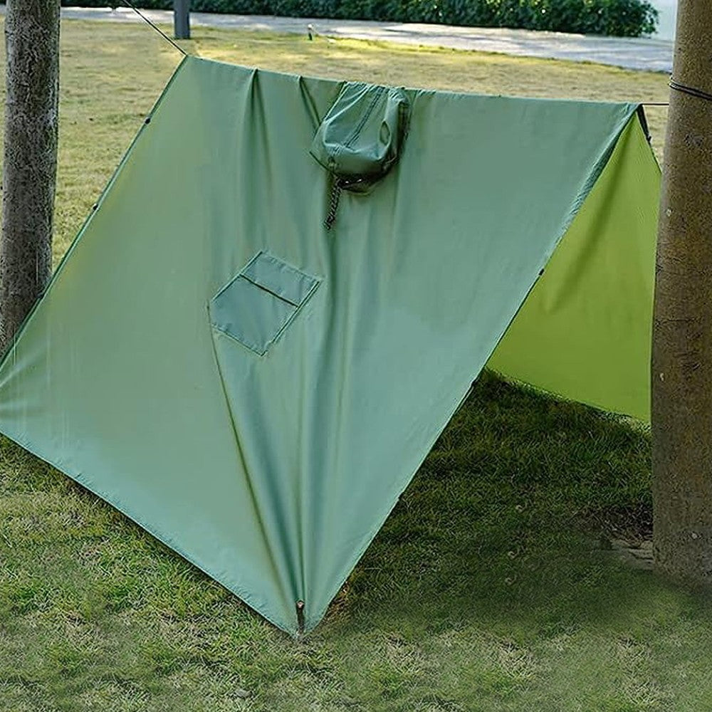 3-in-1 Adult Hooded Rain Poncho Water-resistant Unisex Raincoat Jacket Army Green