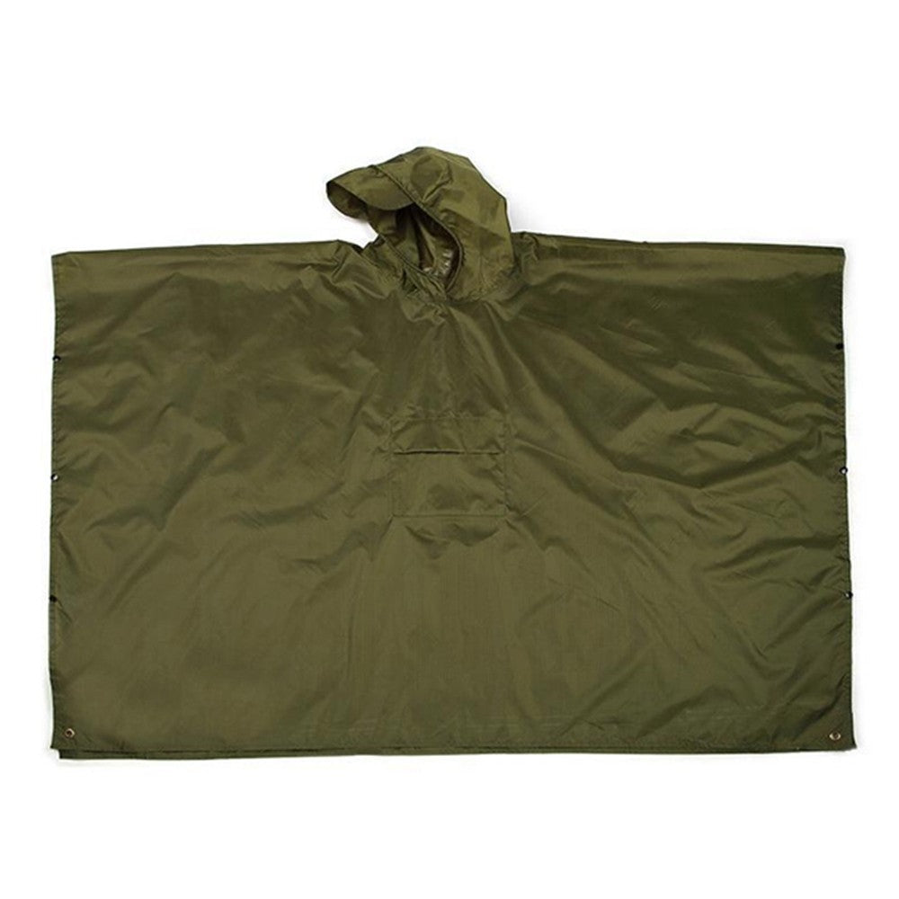 3-in-1 Adult Hooded Rain Poncho Water-resistant Unisex Raincoat Jacket Army Green