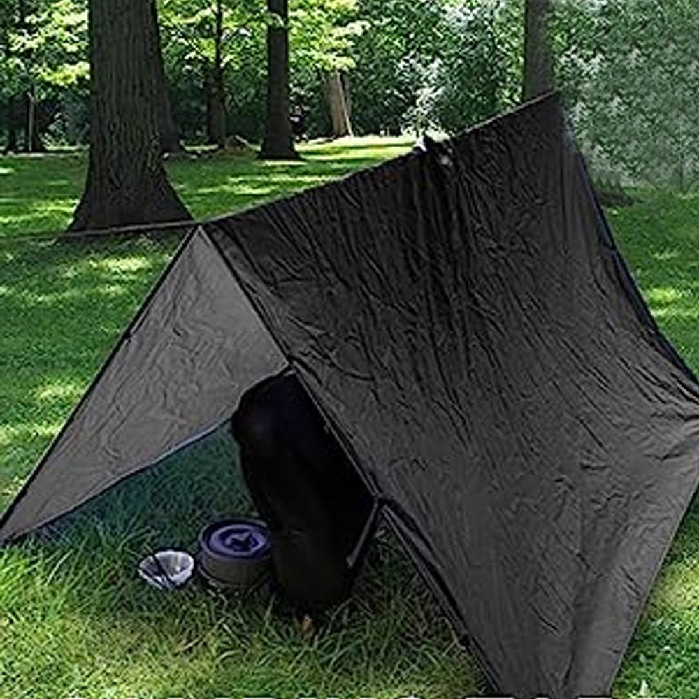 2Pcs 3-in-1 Adult Hooded Rain Poncho Water-resistant Unisex Raincoat Jacket Black+Blue