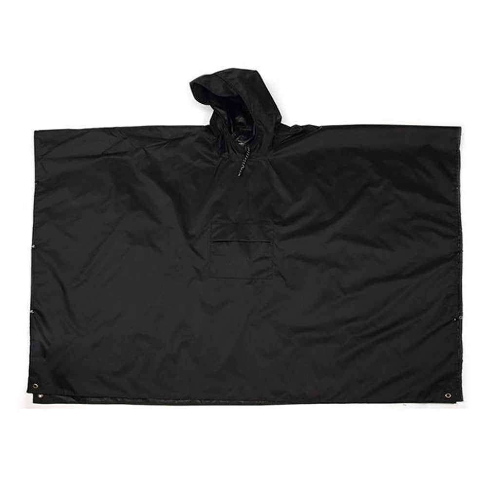 2Pcs 3-in-1 Adult Hooded Rain Poncho Water-resistant Unisex Raincoat Jacket Black+Blue