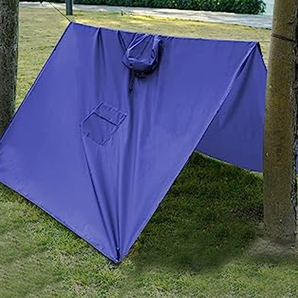 3-in-1 Adult Hooded Rain Poncho Water-resistant Unisex Raincoat Jacket Blue