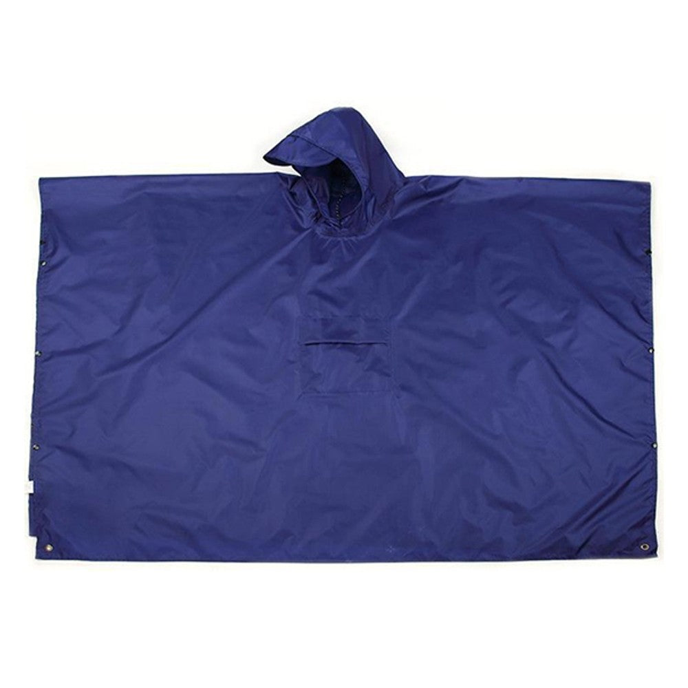 3-in-1 Adult Hooded Rain Poncho Water-resistant Unisex Raincoat Jacket Blue
