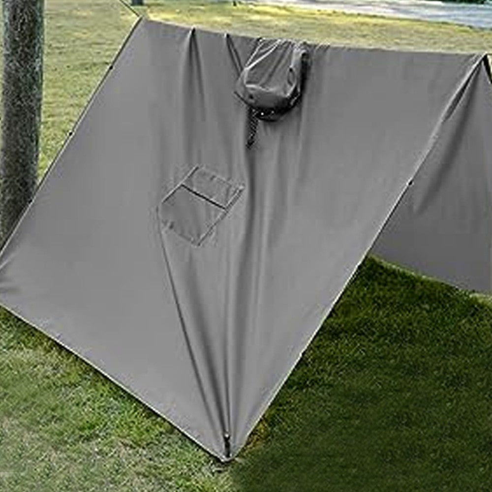3-in-1 Adult Hooded Rain Poncho Water-resistant Unisex Raincoat Jacket Grey