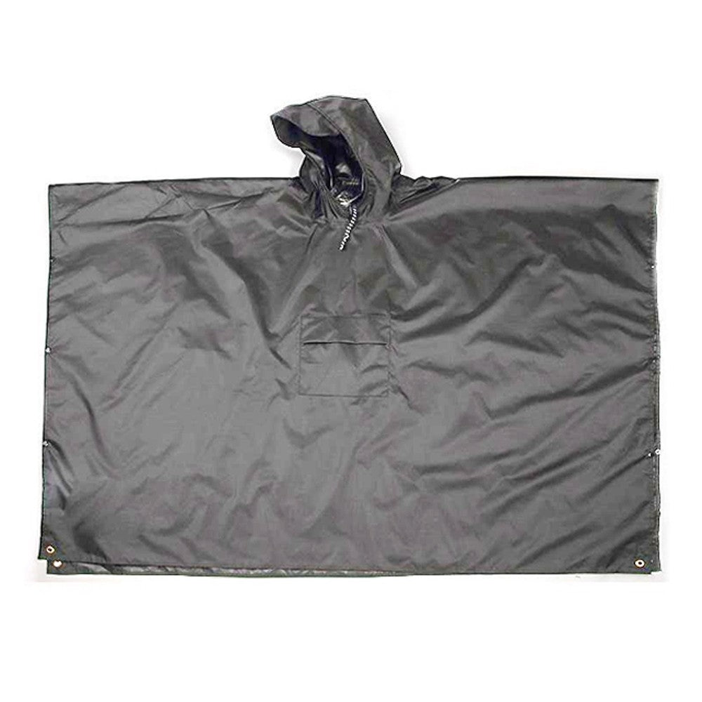 3-in-1 Adult Hooded Rain Poncho Water-resistant Unisex Raincoat Jacket Grey