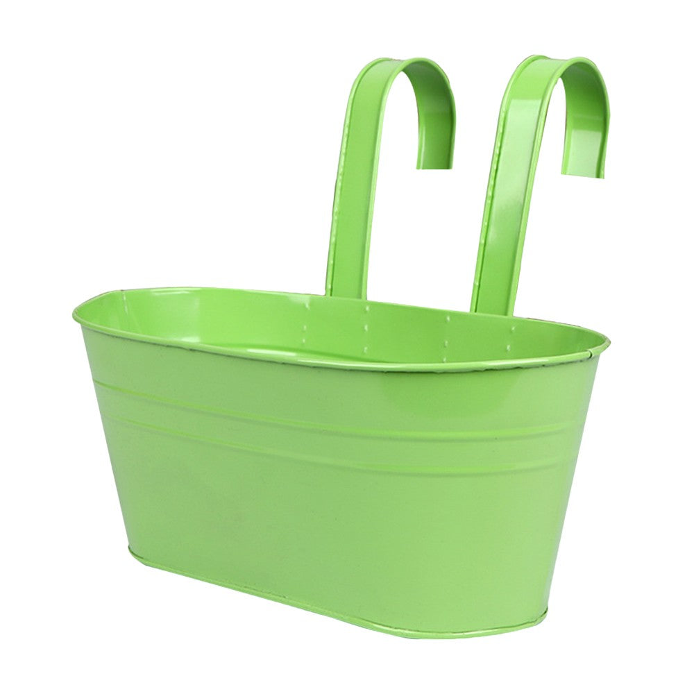 4Pcs Oval Metal Hanging Flower Pot Planter Flowerpot Bucket with Detachable Hook