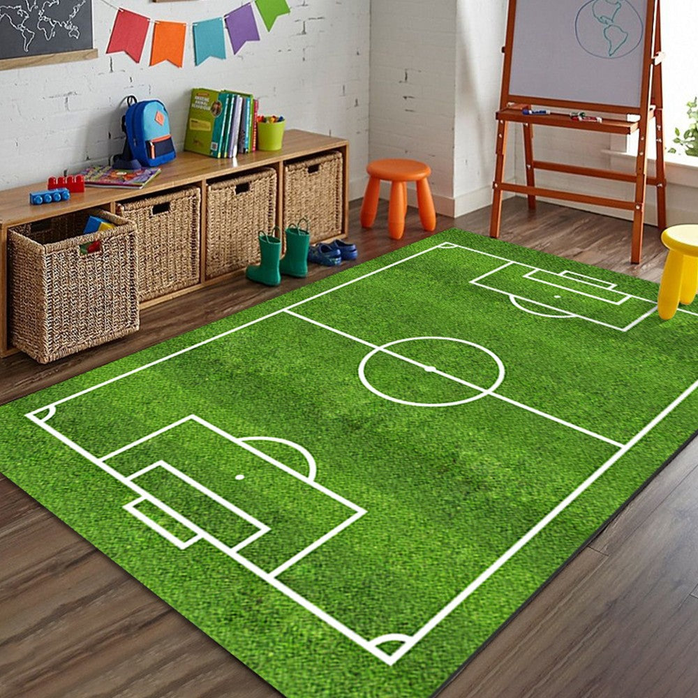 120x160cm Football Field Floor Mat Non-slip Kids Playmat Sports Theme Mat Home Decor Style 1