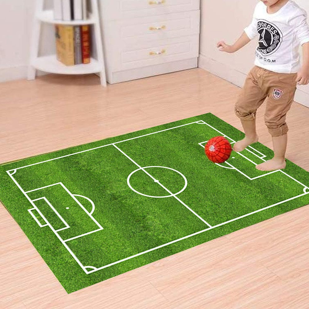 120x160cm Football Field Floor Mat Non-slip Kids Playmat Sports Theme Mat Home Decor Style 1