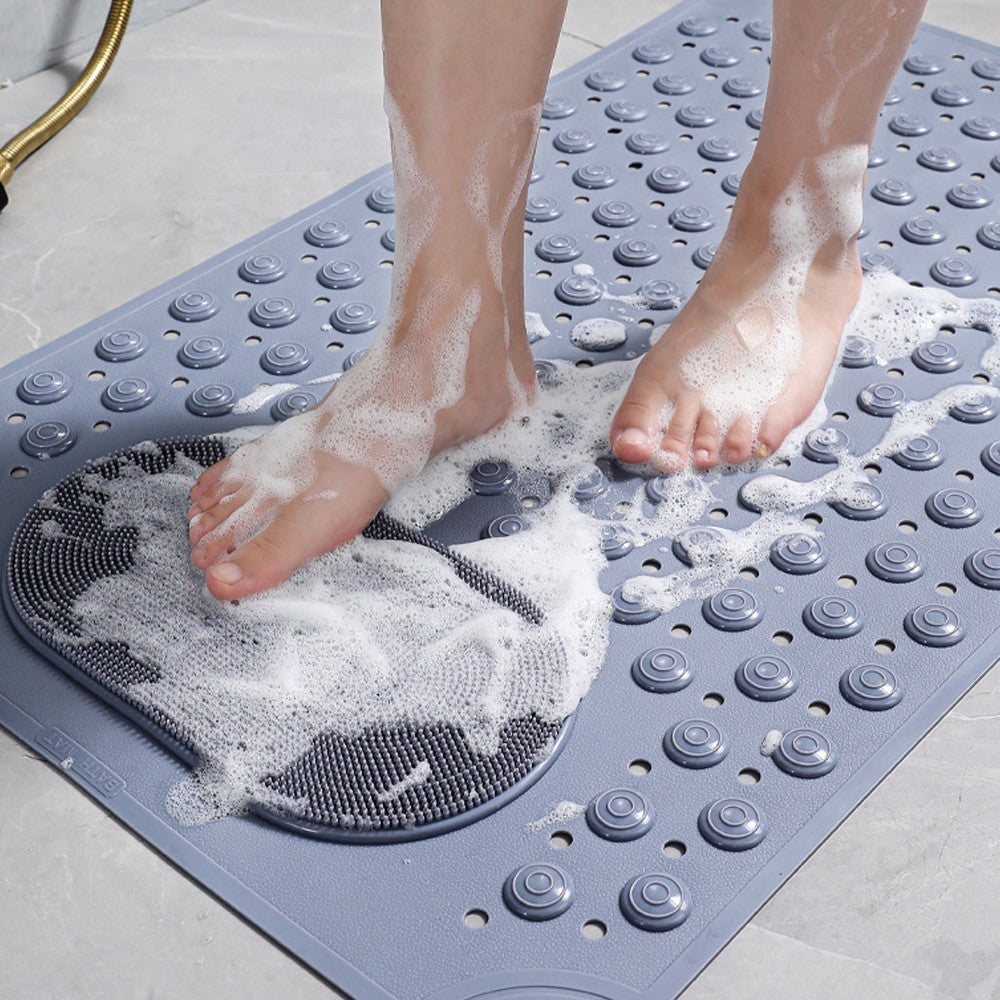 36x69cm Shower Mat Non-Slip Bathtub Mat Shower Foot Massage Mat with Drain Holes Grey