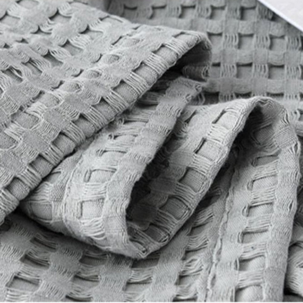 150x200cm Waffle Weave Blanket Cozy and Soft Pure Cotton Woven Blanket Grey