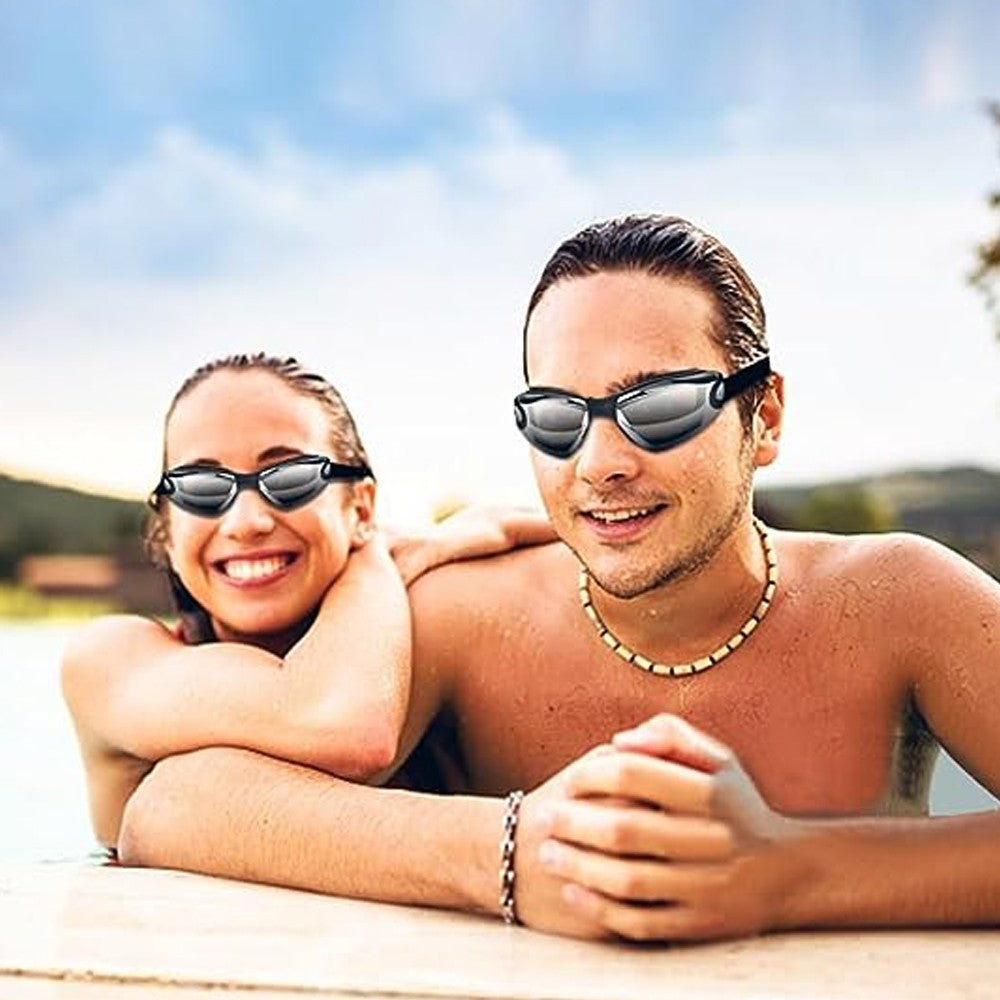 Adults Swim Goggles Set Swimming Cap Anti Fog Swimming Goggles Black