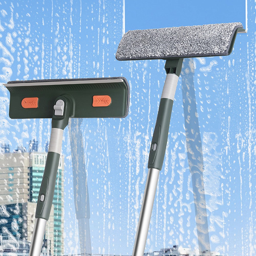 2 in 1 Window Cleaning Tool Window Squeegee Cleaner Kit with Microfiber Dusters Head