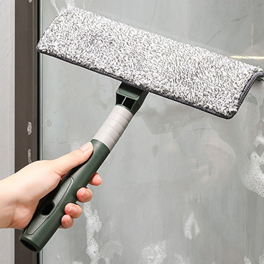 2 in 1 Window Cleaning Tool Window Squeegee Cleaner Kit with Microfiber Dusters Head