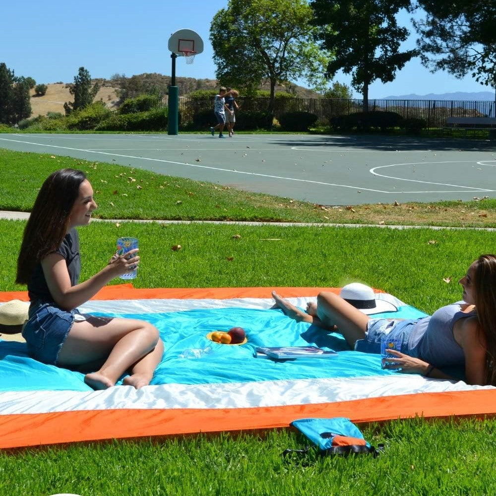 210x200cm Portable Beach Mat Water-resistant Beach Blanket Picnic Mat Orange