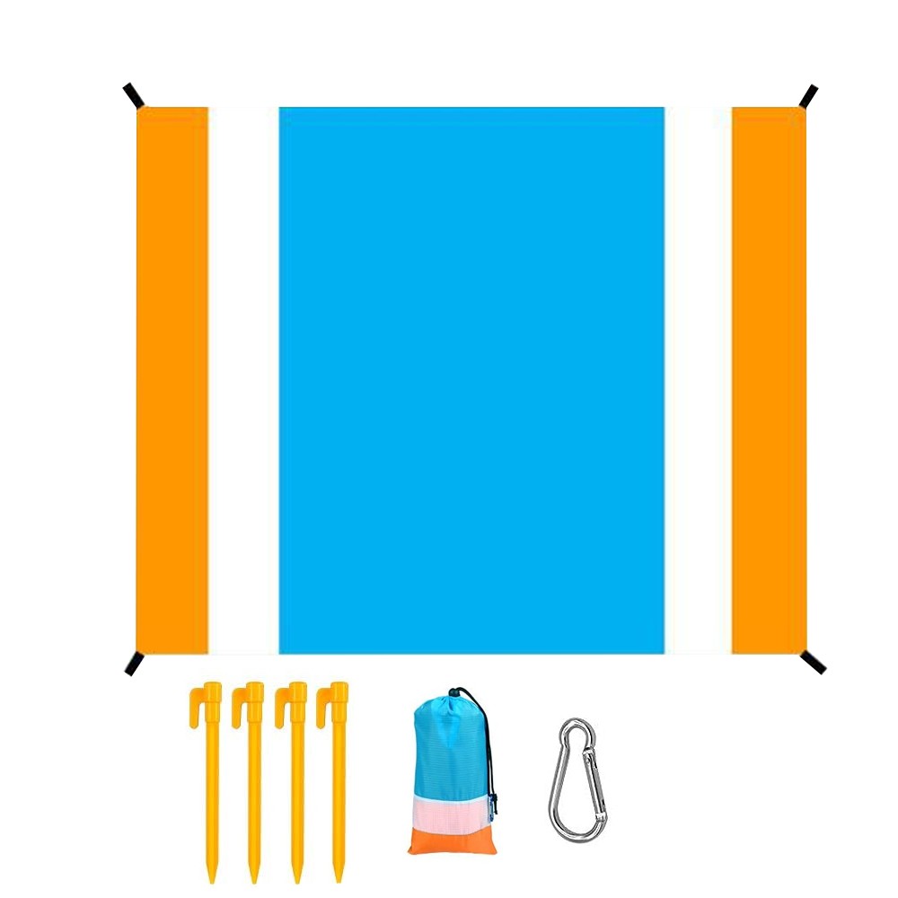210x200cm Portable Beach Mat Water-resistant Beach Blanket Picnic Mat Orange