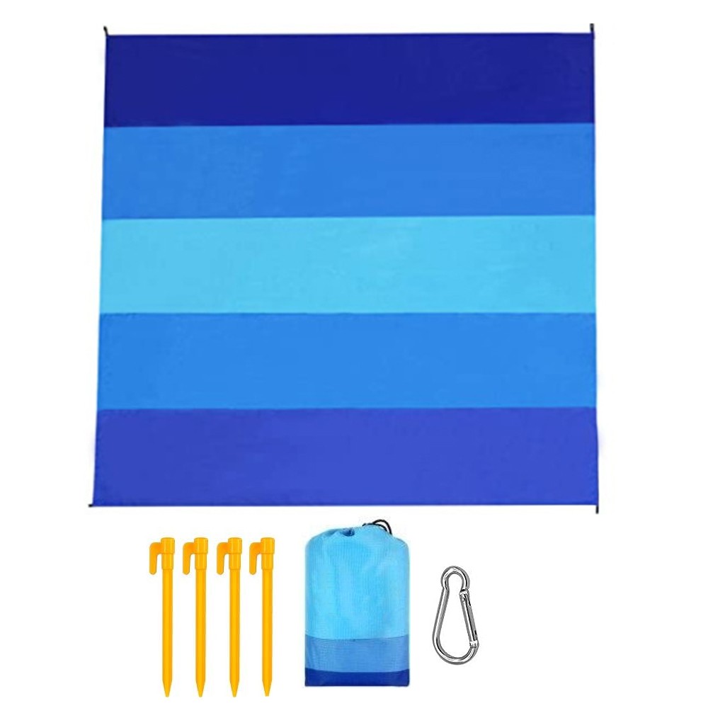 210x200cm Portable Beach Mat Water-resistant Beach Blanket Picnic Mat Blue