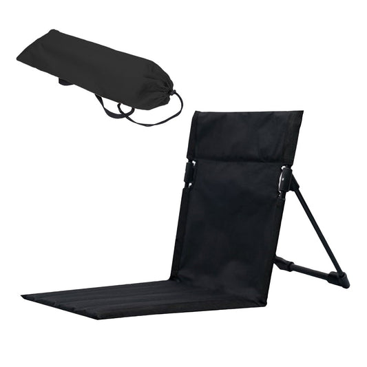 1Pc Folding Beach Lounge Chair Portable Beach Mat with Backrest Black