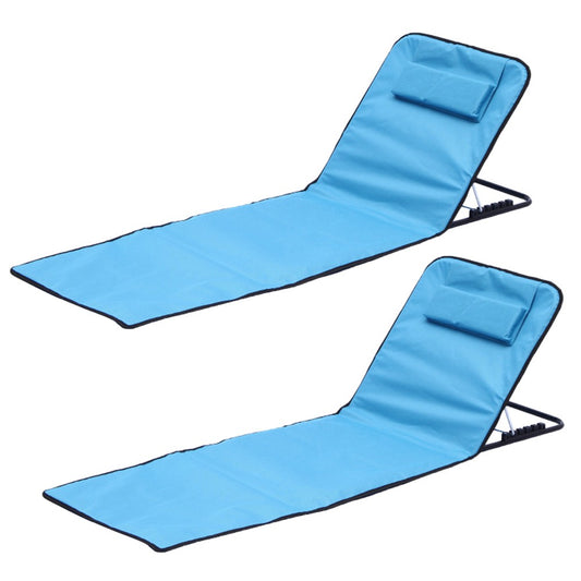 2Pcs Chaise Lounge Chair Outdoor Lay Flat Folding Portable Beach Chair 5-Position Adjustable Lounge Chair