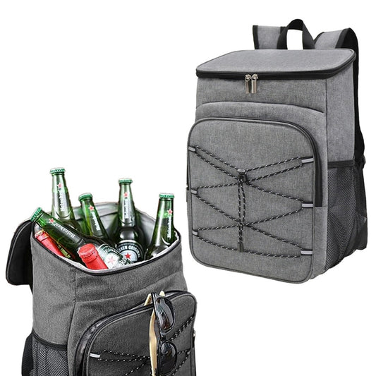 Water-resistant Insulated Cooling Backpack Picnic Camping Cooler Bag Grey
