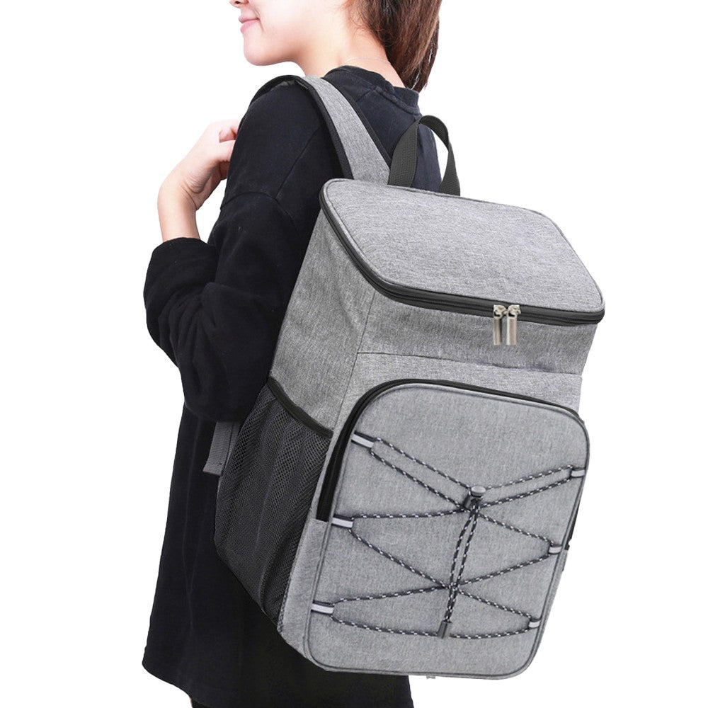 Water-resistant Insulated Cooling Backpack Picnic Camping Cooler Bag Grey