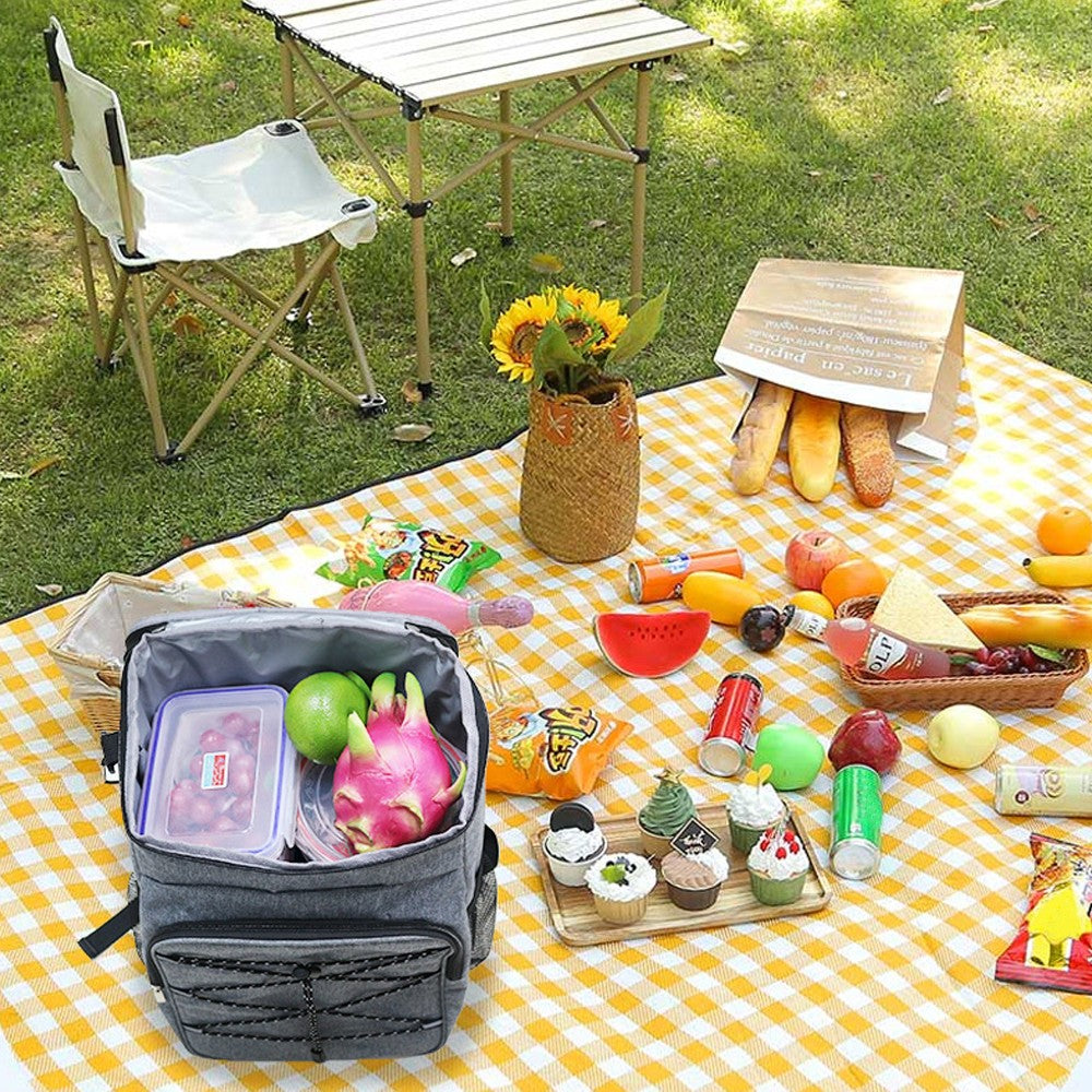 Water-resistant Insulated Cooling Backpack Picnic Camping Cooler Bag Grey