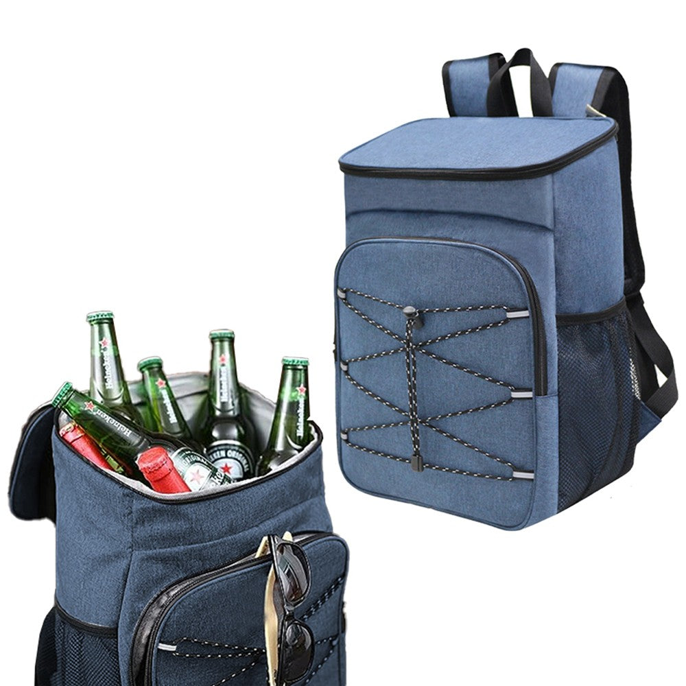Water-resistant Insulated Cooling Backpack Picnic Camping Cooler Bag Navy Blue