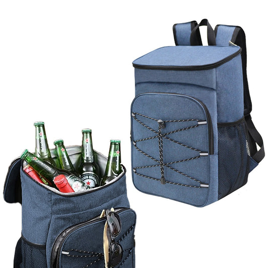 Water-resistant Insulated Cooling Backpack Picnic Camping Cooler Bag Navy Blue