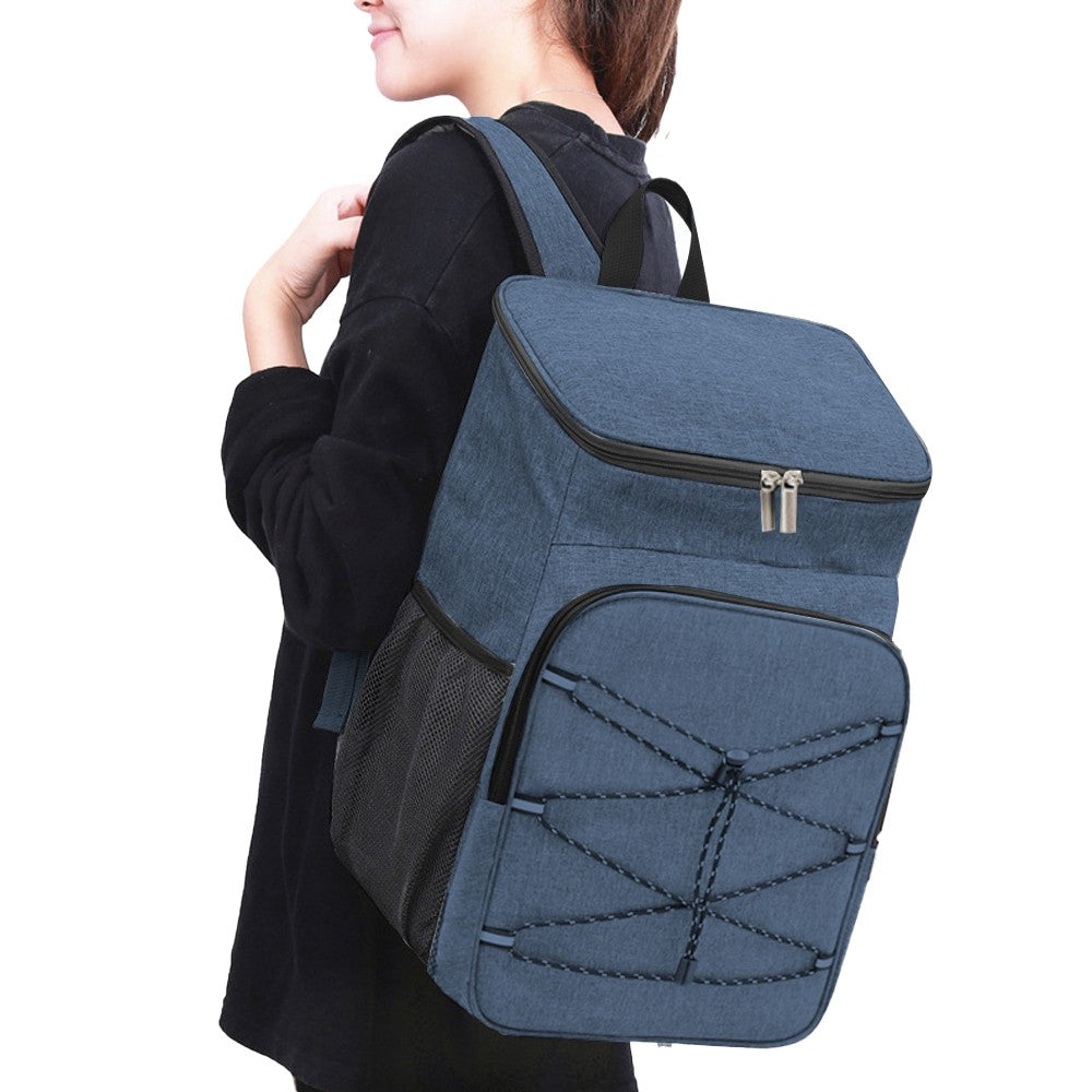 Water-resistant Insulated Cooling Backpack Picnic Camping Cooler Bag Navy Blue
