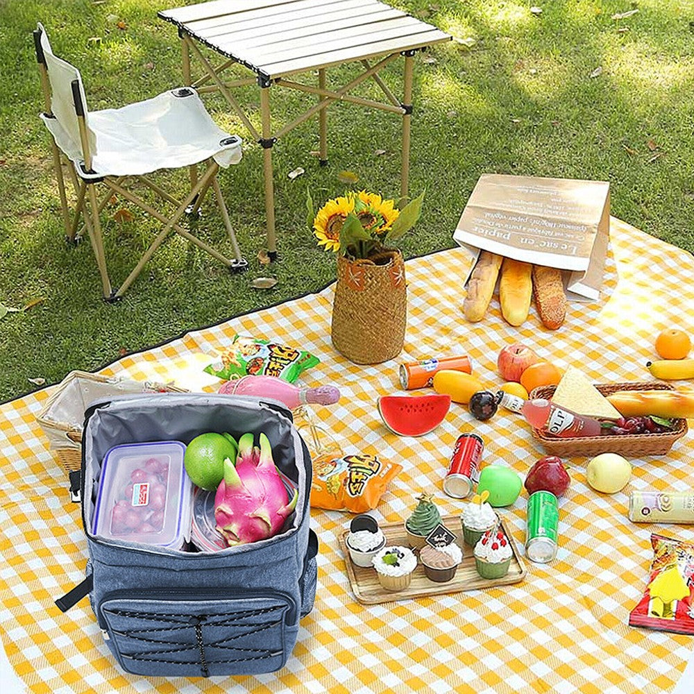 Water-resistant Insulated Cooling Backpack Picnic Camping Cooler Bag Navy Blue