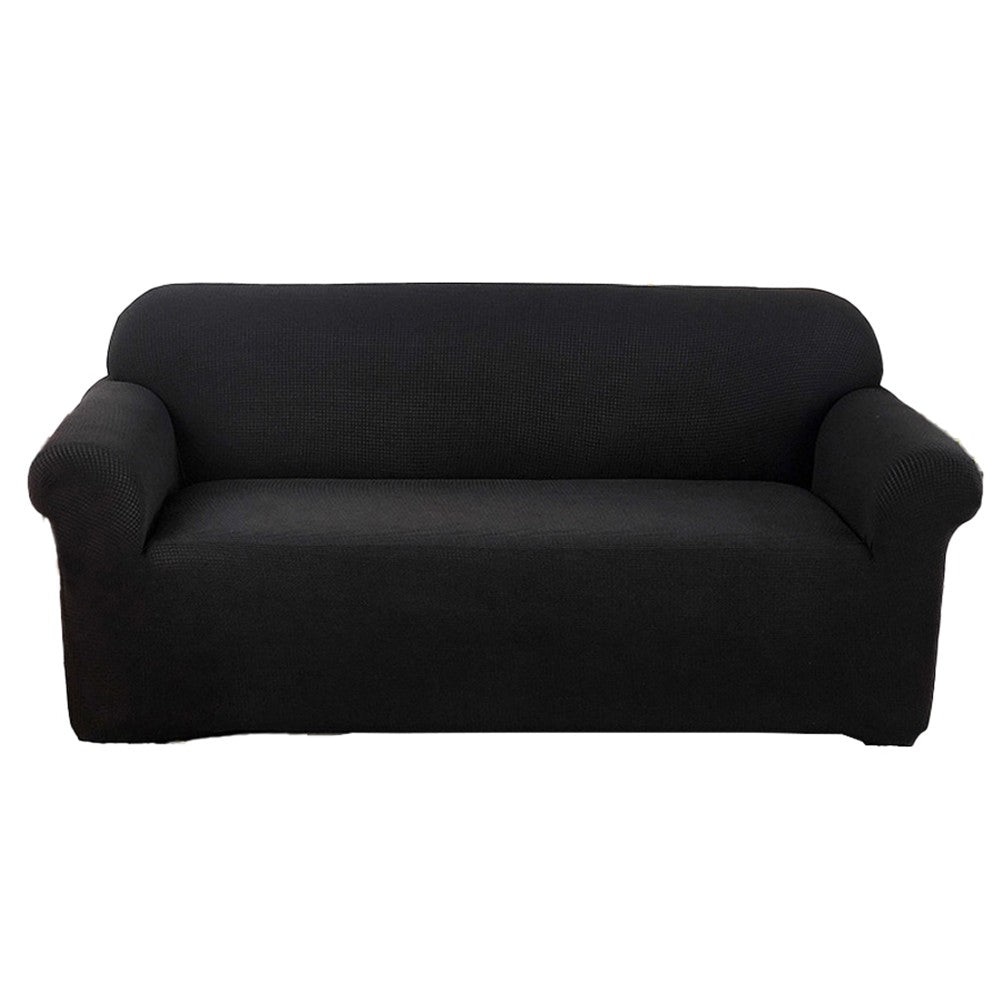 For 2-Seater Water-Repellent Sofa Cover Stretch Couch Cover Slipcover Furniture Protector Black