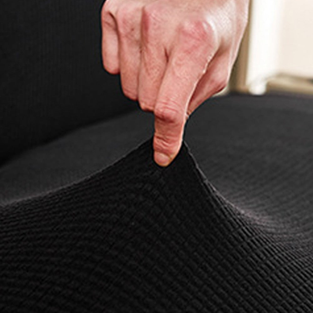 For 2-Seater Water-Repellent Sofa Cover Stretch Couch Cover Slipcover Furniture Protector Black