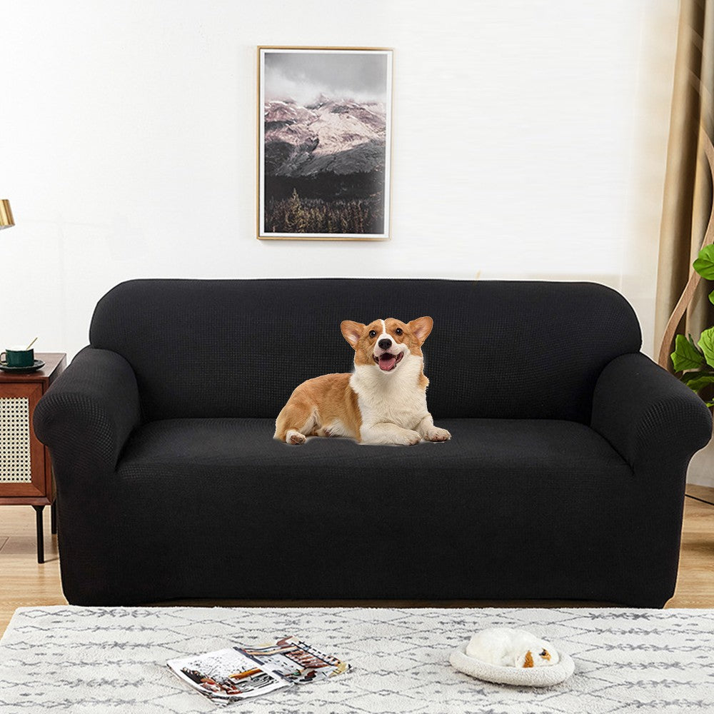 For 1-Seater Water-Repellent Sofa Cover Stretch Couch Cover Slipcover Furniture Protector Black