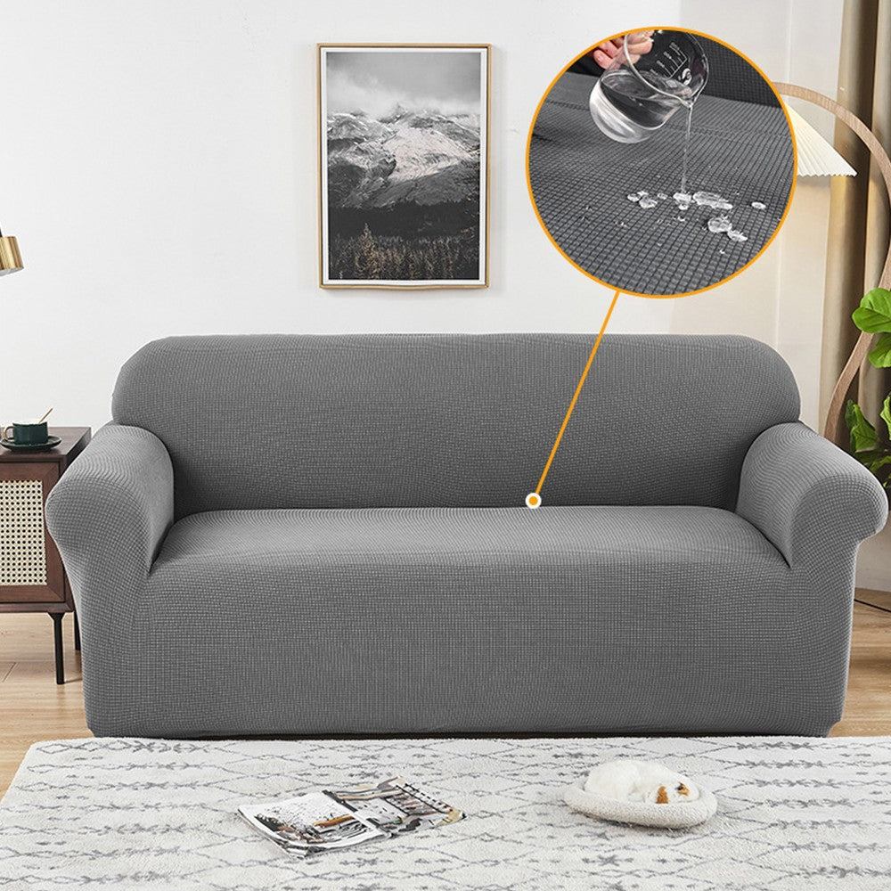 For 1-Seater Water-Repellent Sofa Cover Stretch Couch Cover Slipcover Furniture Protector Light Grey