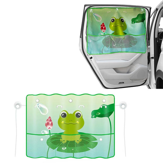 1Pc Car Rear Window Sun Shade for Baby Car Window Curtain with Net Pocket Green