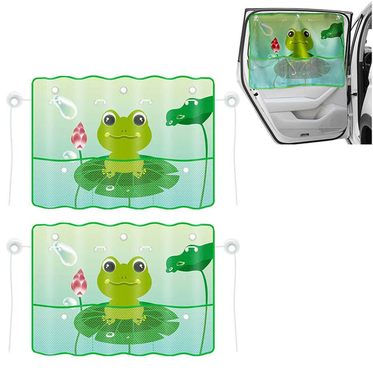 2Pcs Car Rear Window Sun Shade for Baby Car Window Curtain with Net Pocket Green