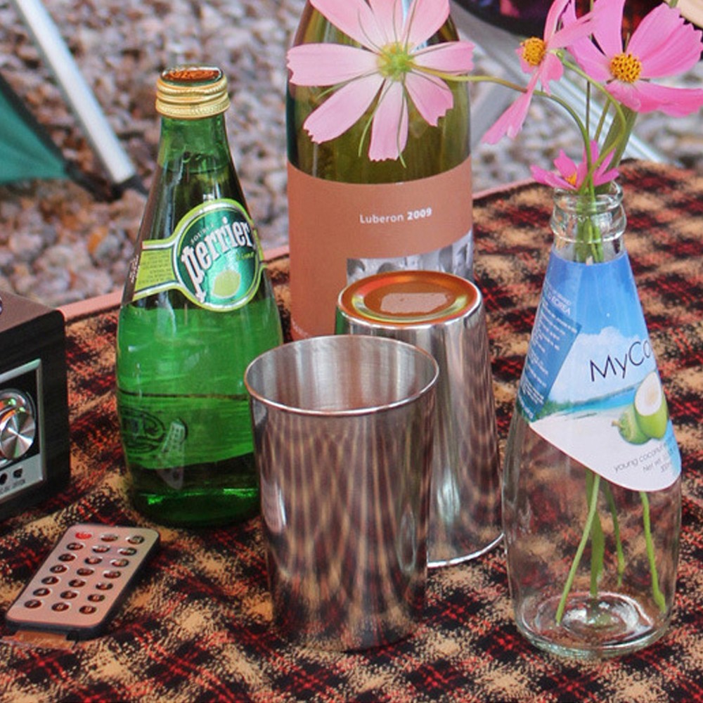 12Pcs 350ml Reusable Stainless Steel Pint Cups Drinking Cups for Outdoor Camping