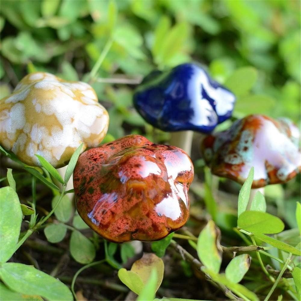 8Pcs Ceramic Mushroom Statue Figurine Potted Ornaments Garden Decor