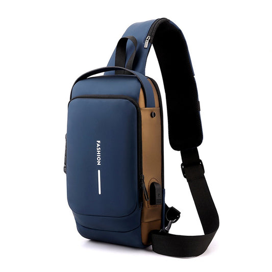 Mens Anti-theft Sling Bag Crossbody Bag Chest Bag Shoulder Bag with Combination Lock Blue