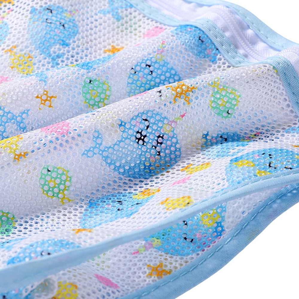 Beach Toy Storage Mesh Bag Kids Shell Collecting Bag with Adjustable Strap Light Blue