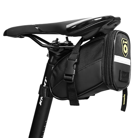 Bike Saddle Bag Bicycle Strap-On Saddle Bag Under Seat Cycling Bag with Reflective Strips Black