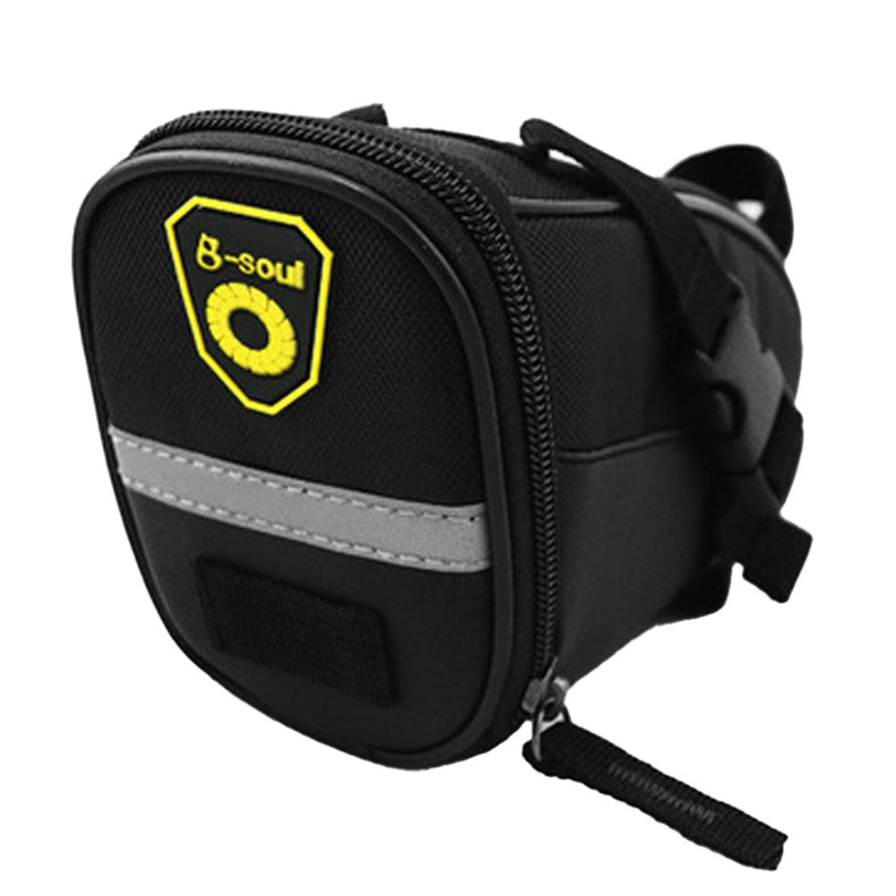 Bike Saddle Bag Bicycle Strap-On Saddle Bag Under Seat Cycling Bag with Reflective Strips Black