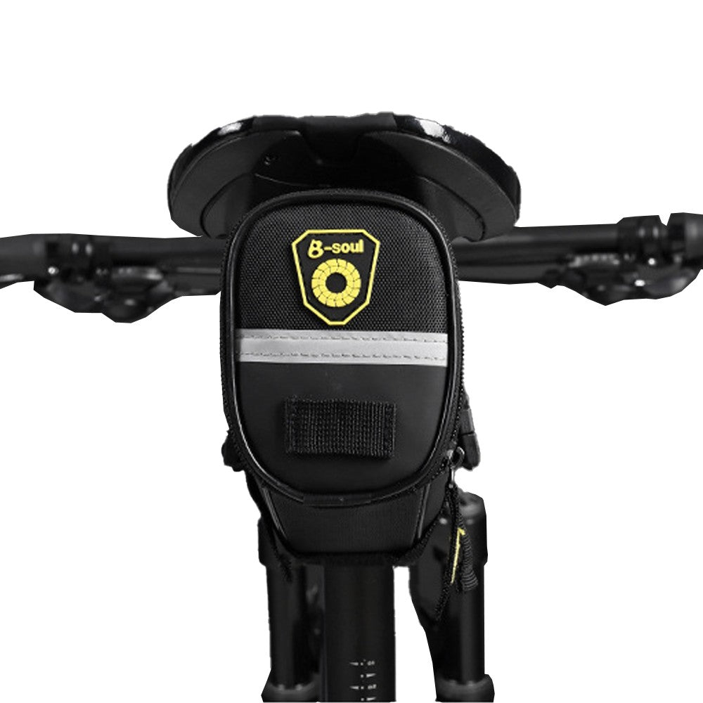 Bike Saddle Bag Bicycle Strap-On Saddle Bag Under Seat Cycling Bag with Reflective Strips Black