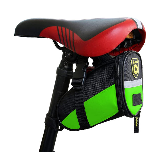 Bike Saddle Bag Bicycle Strap-On Saddle Bag Under Seat Cycling Bag with Reflective Strips Green