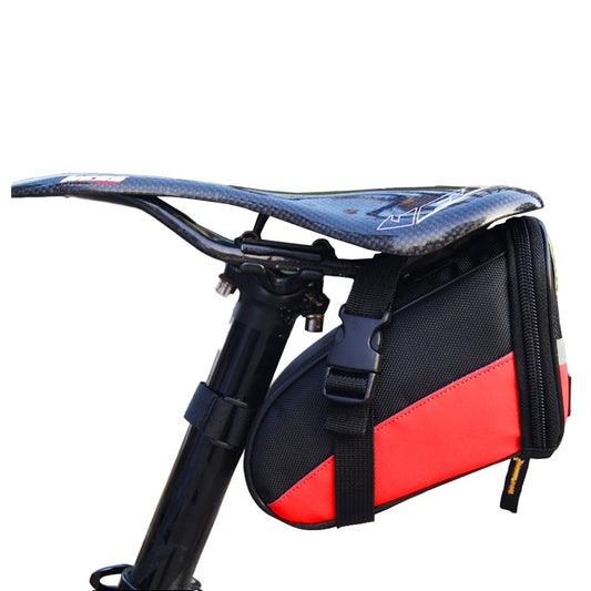 Bike Saddle Bag Bicycle Strap-On Saddle Bag Under Seat Cycling Bag with Reflective Strips Red