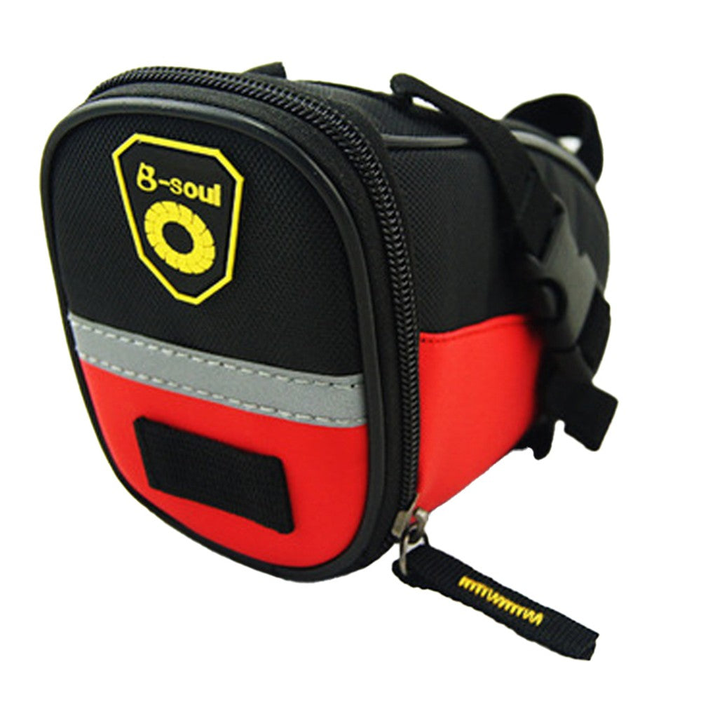 Bike Saddle Bag Bicycle Strap-On Saddle Bag Under Seat Cycling Bag with Reflective Strips Red