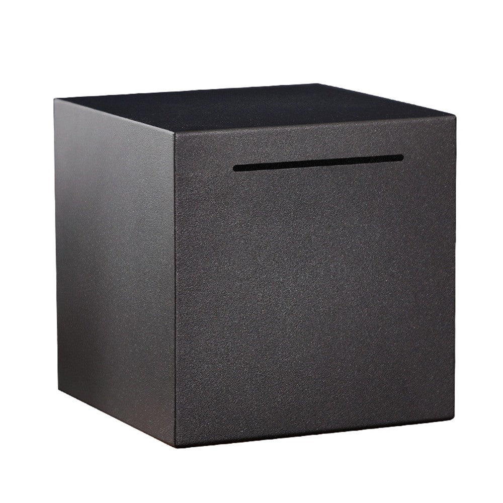 19x19x19cm Stainless Steel Piggy Bank Savings Bank Money Box Coin Jar Black