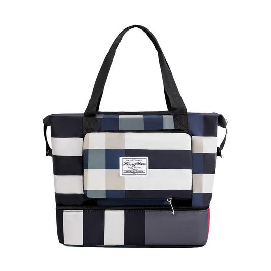 Travel Duffle Bag with Shoe Compartment Foldable Water-resistant Gym Bag Weekender Bag Black